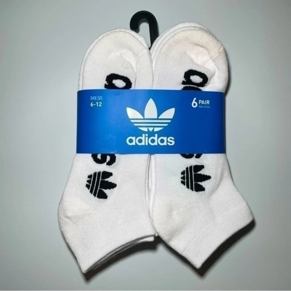 Adidas men’s low cut socks 6 pack size 6-12 white black